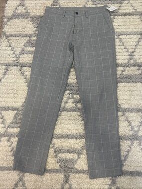Zara Gray Windowpane Slim Dress Pants